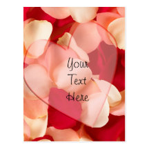 haert and rose petals plain post cards