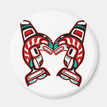 Haida Indian Killer Whales Orca Fridge Magnet