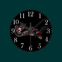 Haida-style Mother Otter and Baby Otter Native Art wall clocks