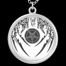 Hail Satan Baphomet  Horns and Wings Necklace necklaces