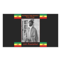 Haile Selassie the Lion of Judah, Jah Rastafari Rectangular Stickers