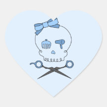 Hair Accessory Skull & Scissor Crossbones (Blue 2) Heart Stickers