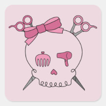 Hair Accessory Skull (Scissor Crossbones Pink) Sticker