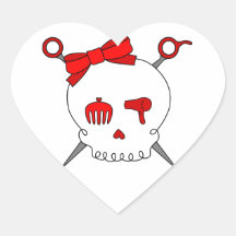 Hair Accessory Skull & Scissors (Red) Heart Sticker