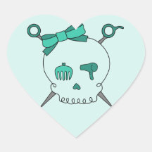 Hair Accessory Skull & Scissors (Turquoise #2) Stickers