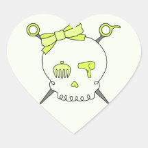 Hair Accessory Skull & Scissors (Yellow Version 2) Heart Stickers