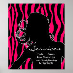 Hair Salon Posters Woman Pink Zebra posters