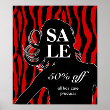 Hair Salon Posters Woman Red Zebra - SALE