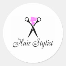 Hair Stylist (Pink/Scissors) Round Sticker