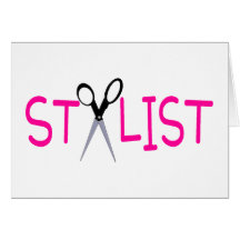 Hair Stylist Pink with Scissors Greeting Cards