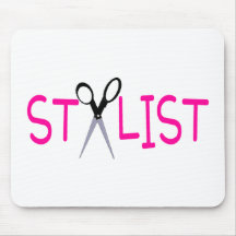 Hair Stylist Pink with Scissors Mousepads
