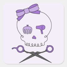 Hair Stylist Skull & Scissor Crossbones - Purple 2 Sticker