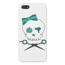 Hair Stylist Skull & Scissor Crossbones -Turquoise iPhone 5 Covers