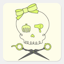 Hair Stylist Skull & Scissor Crossbones -Yellow #2 Sticker