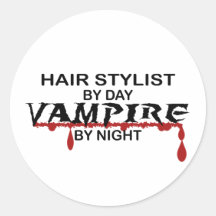Hair Stylist Vampire by Night Round Stickers