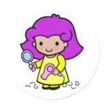 Hairdresser Girl Round Stickers