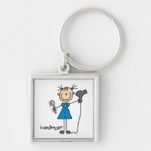 Hairdresser Stick Figure Key Chain
