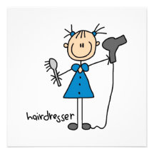 Hairdresser Stick Figure Personalized Announcement