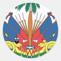 HAITI COAT OF ARMS - ROUND STICKERS