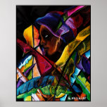 Haitienne en Vitraux IV - entoilage de pastel Print