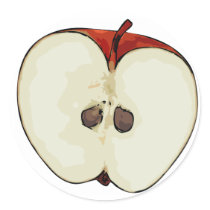 Half Apple Round Stickers