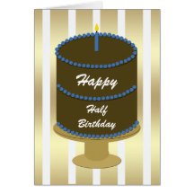 Half Birthday Card -- Blue Birthday Cake