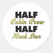 Half Cabin Crew Half Rock Star Round Stickers