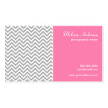 Half Chevron Pattern Grey and Pink Business Card Templates