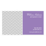 Half Chevron Pattern Grey and Soft Purple Business Card Template