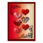 Half dozen hearts and scrolls greeting cards