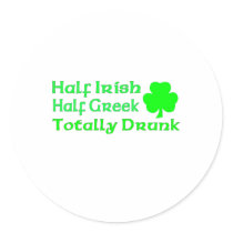 Half Irish Half Greek Totally Drunk Sticker