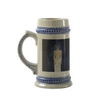 Half-Nude Self-Portrait Against A Blue Background Mugs