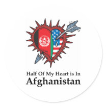 Half Of My Heart Is In Afghanistan Round Stickers