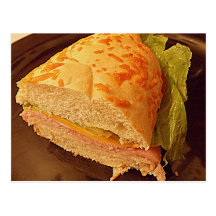half sub sandwich on plate Postcard