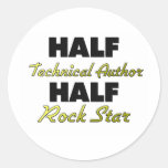 Half Technical Author Half Rock Star Round Sticker