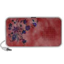 Halftone Bohemian Floral Doodle Speaker (red)