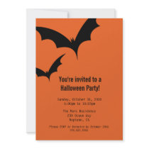 Halloween Bat's Invitation- blood orange
