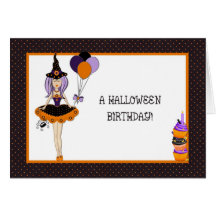 Halloween Birthday Witch Greeting Card