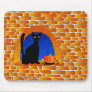 Halloween black cat and pumpkin mouse mat