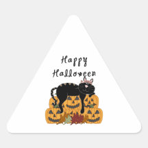 Halloween Black Cat and Pumpkins Stickers