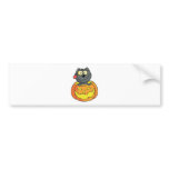 Halloween Black Cat Sitting Inside Of A Pumpkin Bumper Sticker