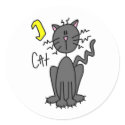 Halloween Black Cat Stick Figure Sticker