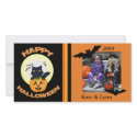 Halloween /black Witch Cat Custom Photo Card photo cards