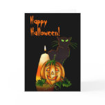 HALLOWEEN CANDLE, JACK & CAT by SHARON SHARPE Greeting Card