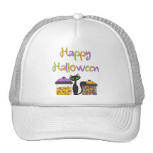 Halloween Candy Black Cat Mesh Hat