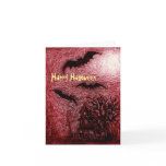 Halloween Card Haunting House Red