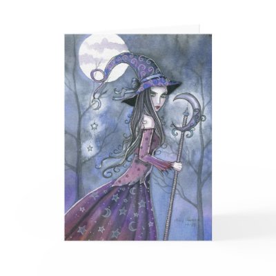 Halloween Card Purple Witch