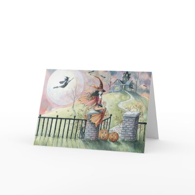 Halloween Card `Trick or Treat` Witch