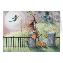 Halloween Card 'Trick or Treat' Witch