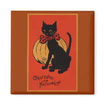 Halloween Cat and Pumpkin Magnets